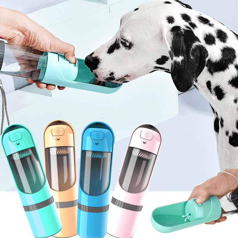 Pawbuddy Travel Bottle - 2-in-1 dog bottle with food & water bowl