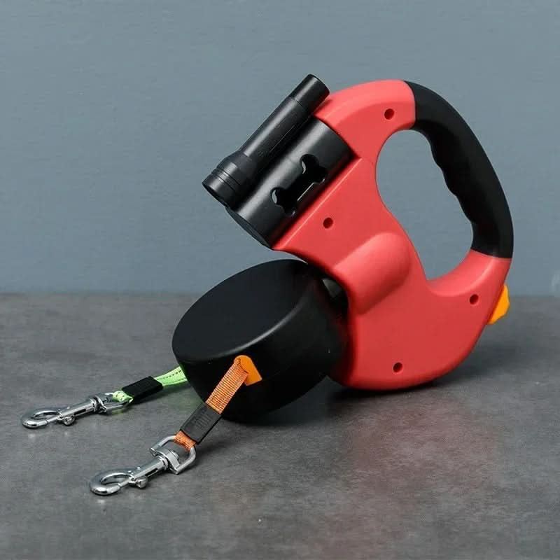 BORDEAUX DUO - double lead with LED & bag dispenser for stress-free walks