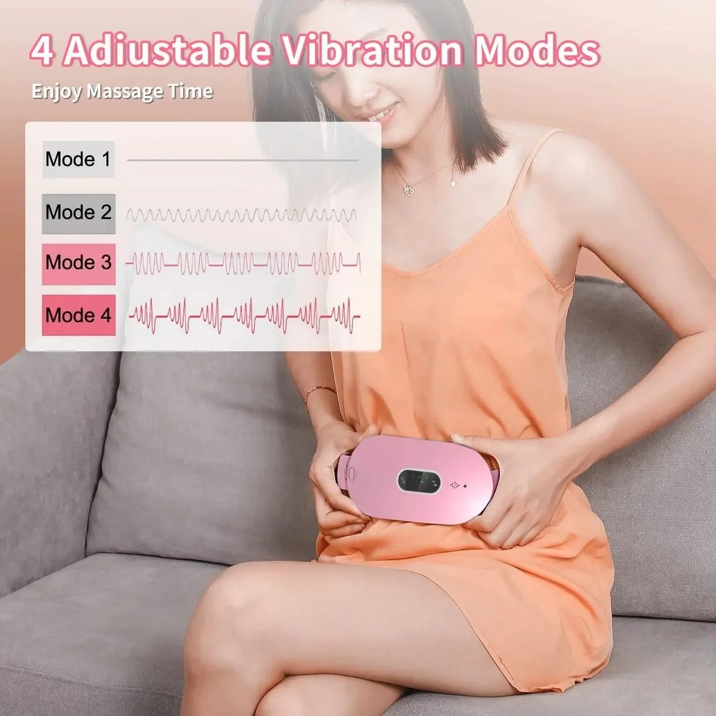 Relaxease Portable Massage & Heating Pad - Menstrual & abdominal pain relief with graphene heat & vibration massage