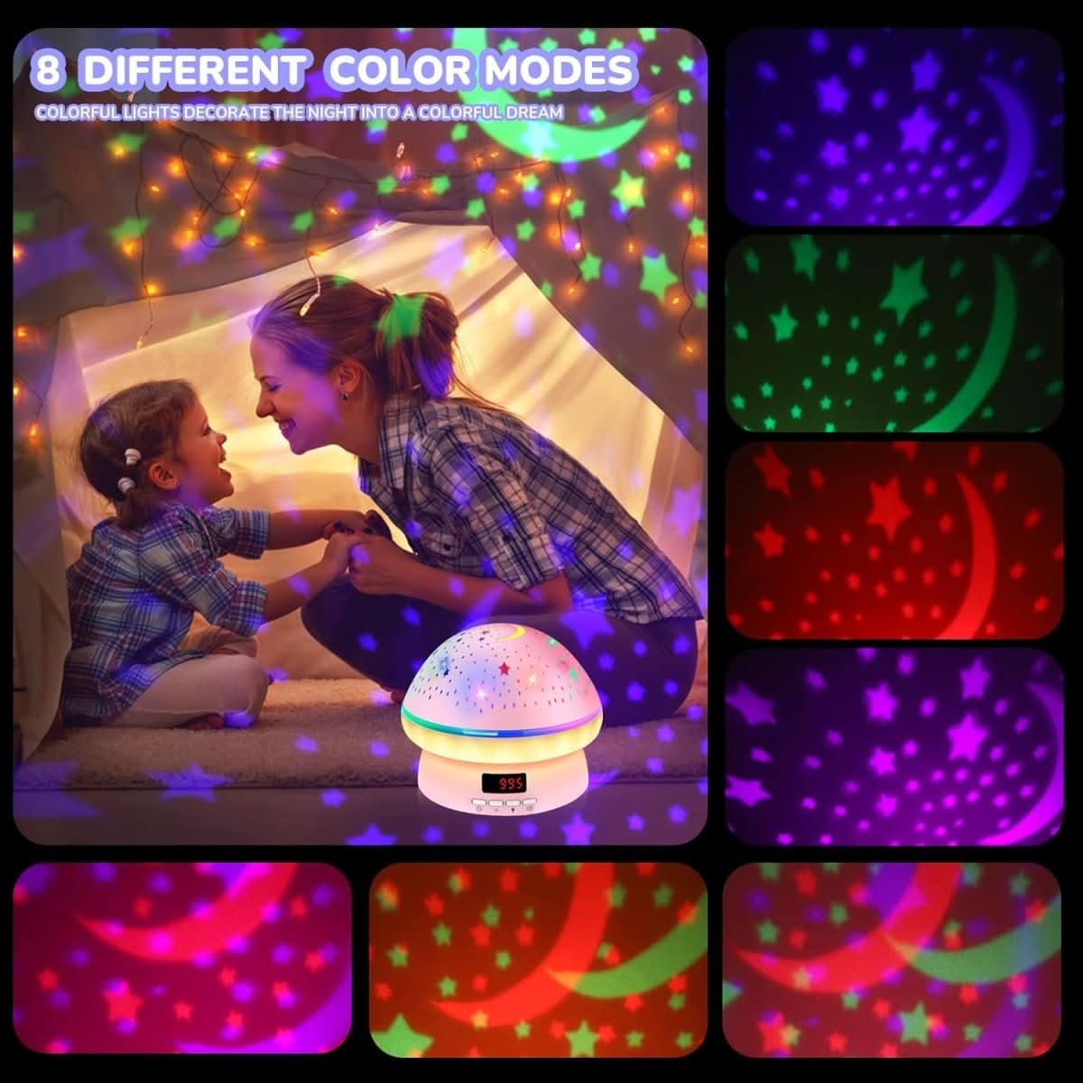 GlowLight - Magic star projector with 16 colours & timer function