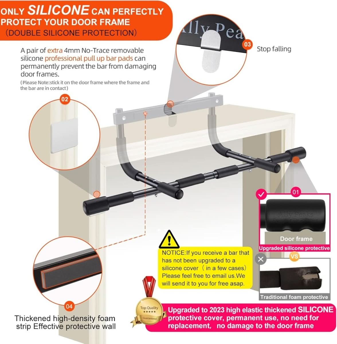 PowerGrip pull-up bar - steel pull-up bar for door frames with 200 kg load capacity