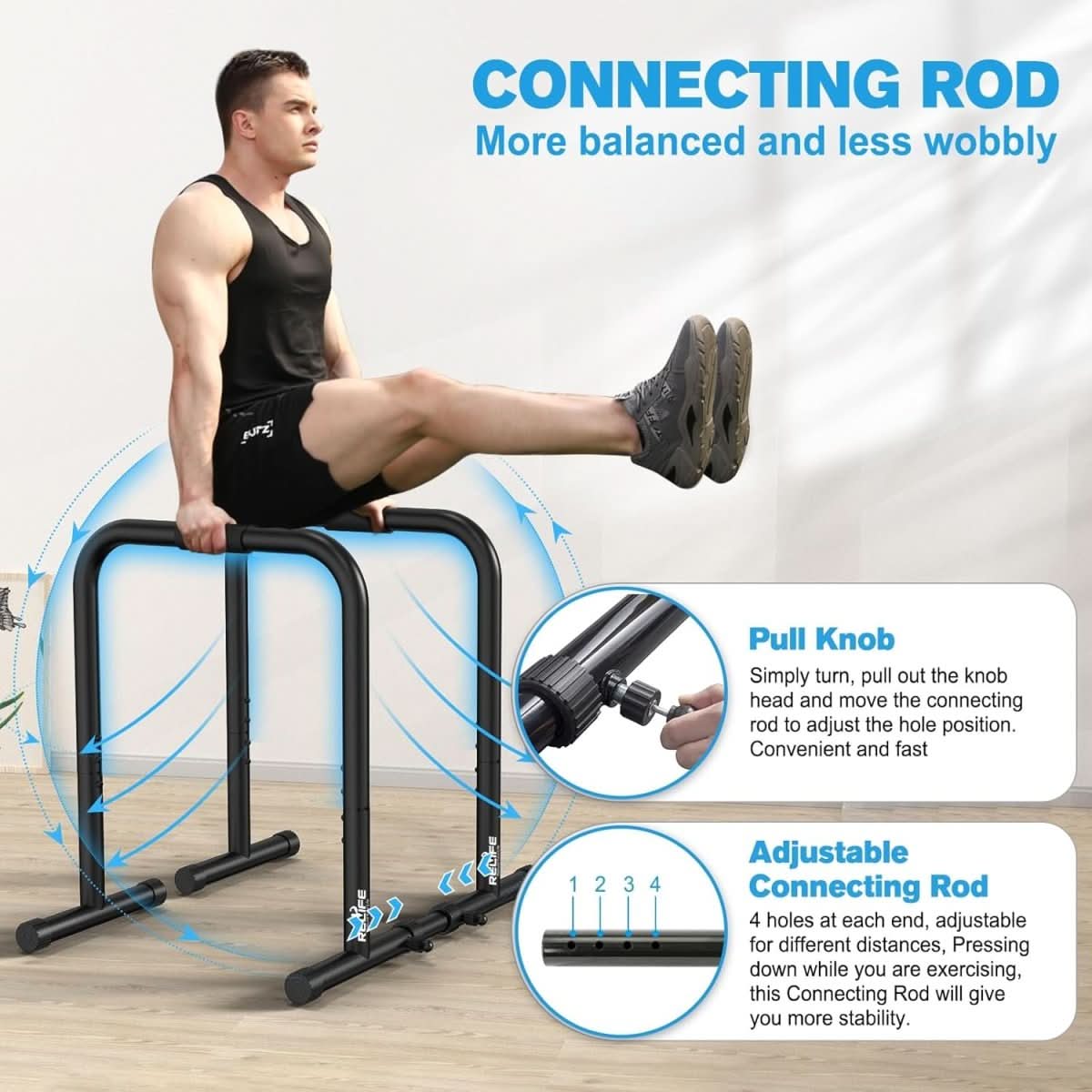 Powerdip - Adjustable steel dip station for upper body training