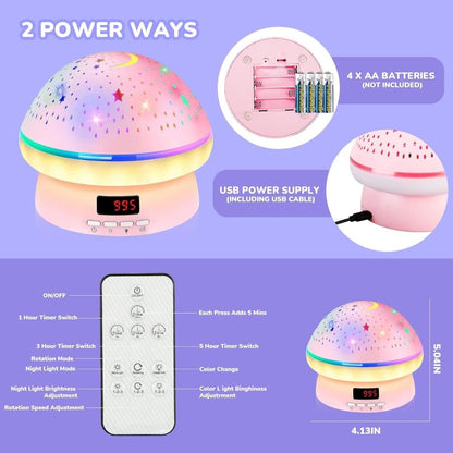 GlowLight - Magic star projector with 16 colours & timer function