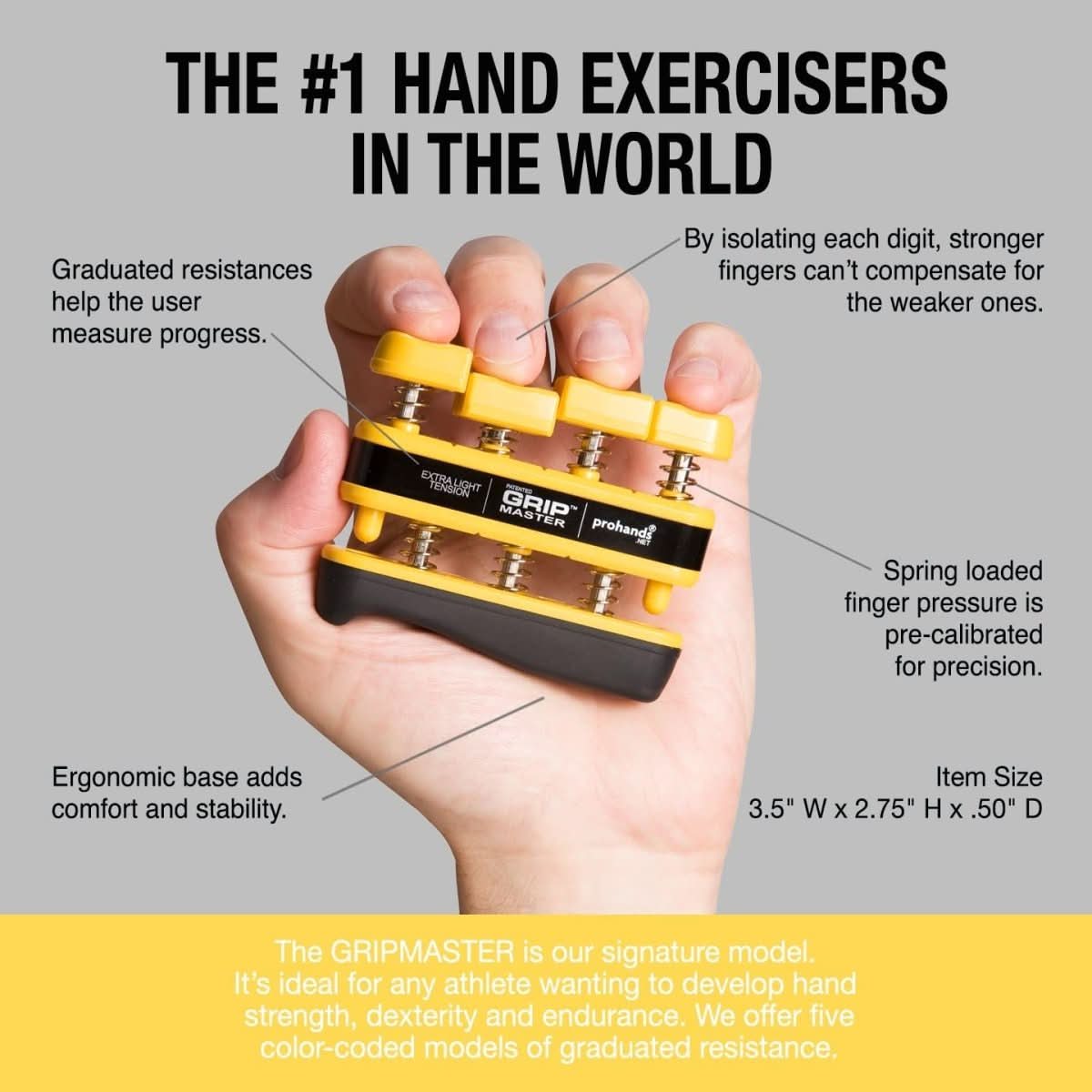 Gripmaster - finger trainer for targeted strengthening of grip strength & flexibility