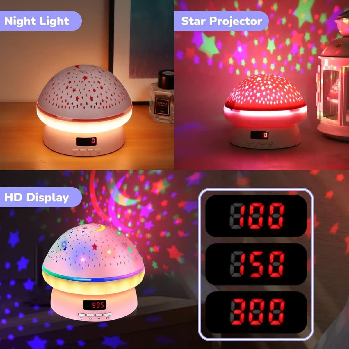 GlowLight - Magic star projector with 16 colours & timer function