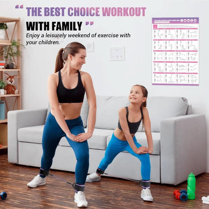 Flextone Resistance Bands - resistance bands for buttocks & hips with ankle strap & training poster