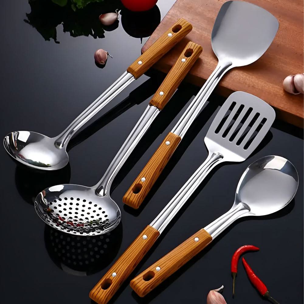 Luxury stainless steel kitchen utensil set - Elegant design & durability for stylish chefs