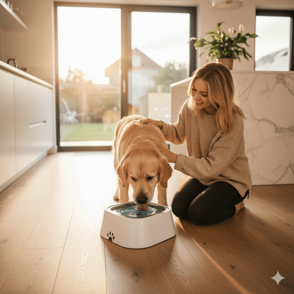 DRINKING GUARD – Water Bowl with Anti-Spill Function & Floating Disc