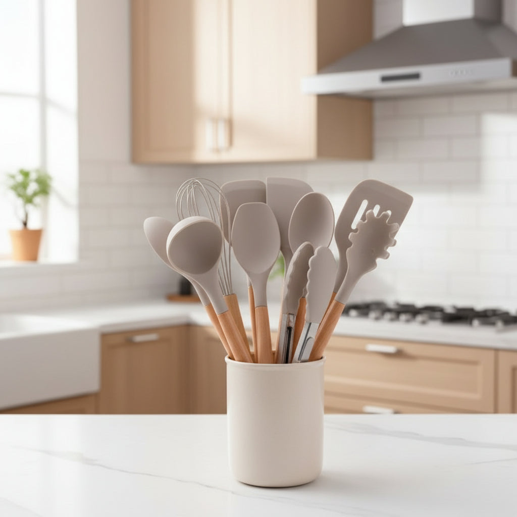 Silicone kitchen utensil set - Heat-resistant & stylish for every kitchen