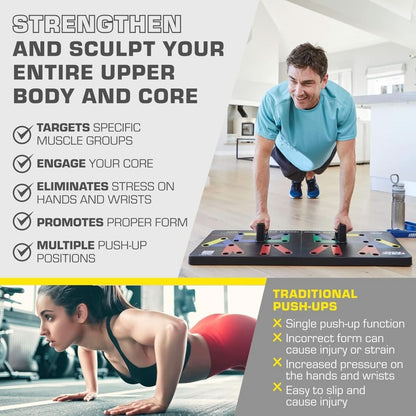 FlexIFit - Foldable push-up board with 30 training positions for targeted muscle training