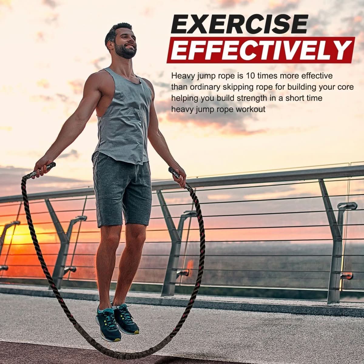 Powerjump - Adjustable weight jump rope for cardio & strength training