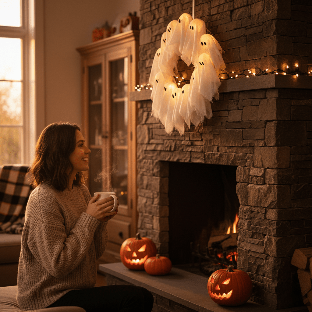 FrightLights LED Wreath – Spooky Halloween Magic for Atmospheric Decoration