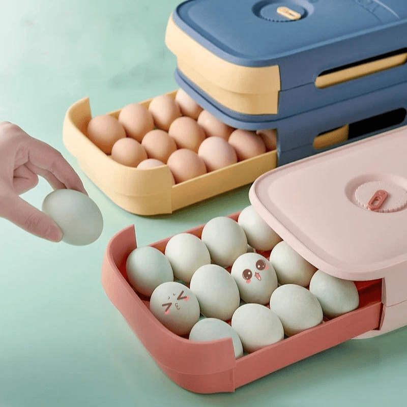 FridgeNest Egg Drawer - Practical fridge drawer for 18-20 eggs with freshness indicator