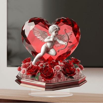 CUPIDCHARM – Romantic Cupid Decoration with Rose Heart for Valentine's Day