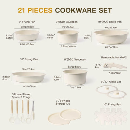 SLICKCERAM – 21-piece Nonstick Ceramic Cookware Set for Effortless Cooking