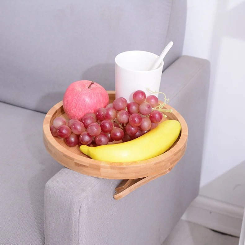 COMFORTCLIP – Clip-On Natural Wood Armrest Tray for Drinks & Snacks