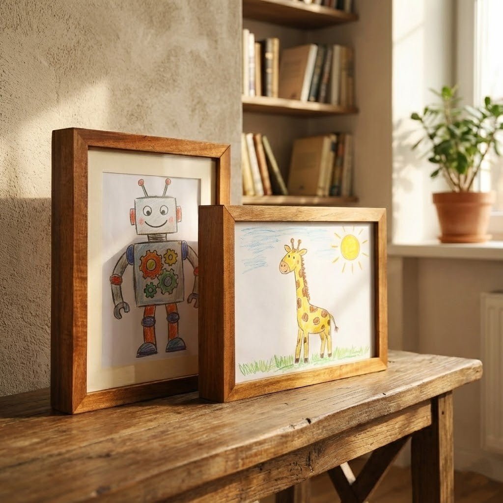 SKETCHBOX – Wooden display frame for children's drawings with storage function