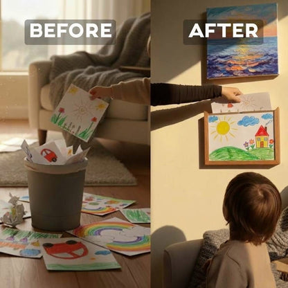SKETCHBOX – Wooden display frame for children's drawings with storage function