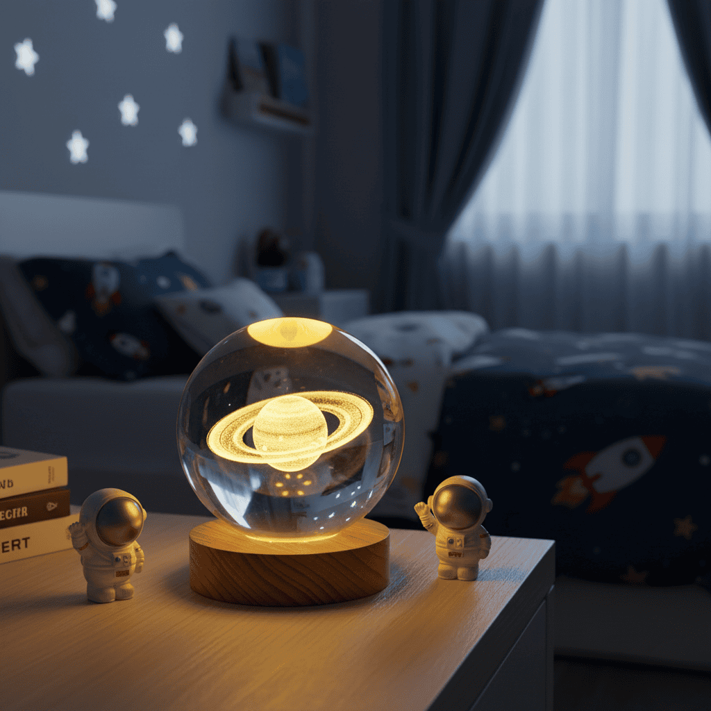 LUMICRYSTA – Elegant 3D LED night lamp with sparkling crystal shine