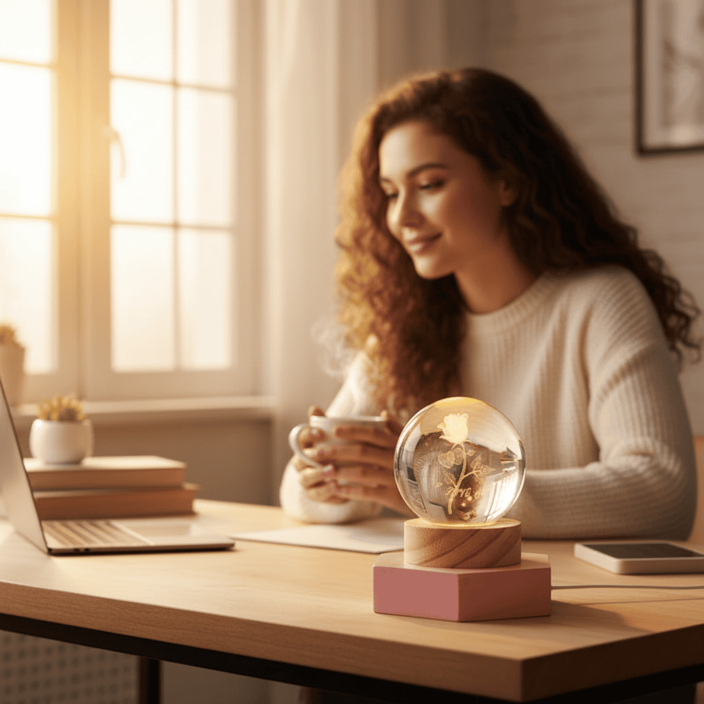 LUMICRYSTA – Elegant 3D LED night lamp with sparkling crystal shine
