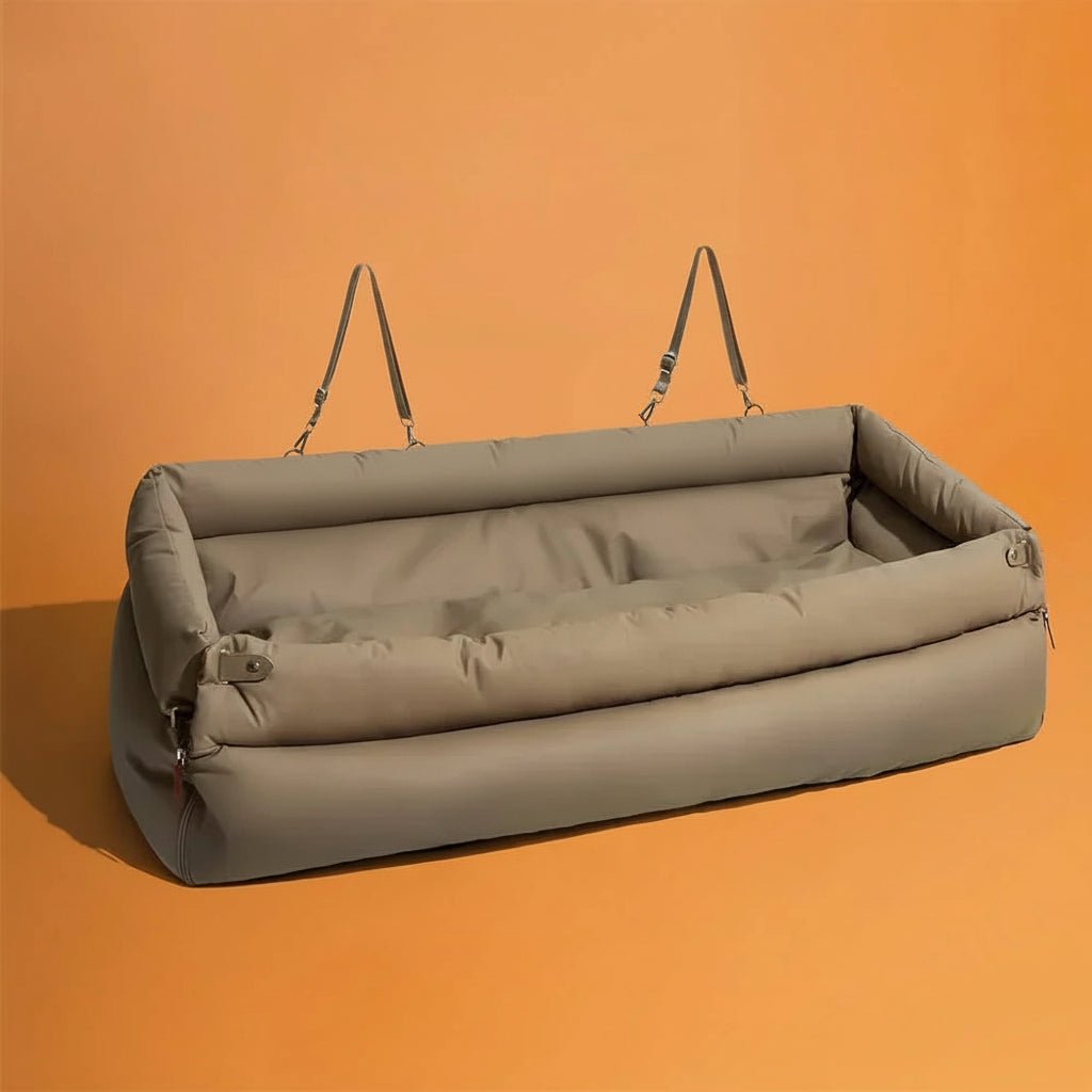 SEATPAW ELITE – Large Dog Car Seat Bed made of Faux Leather with Elegant Finish and Non-Slip Support