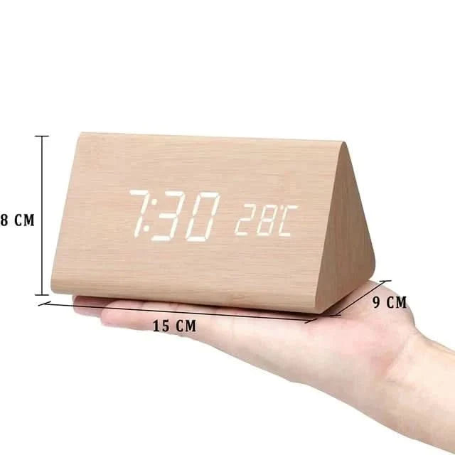 TimberGlow LED alarm clock - Digital & stylish in natural wood design