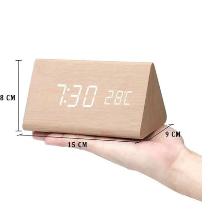 TimberGlow LED alarm clock - Digital & stylish in natural wood design