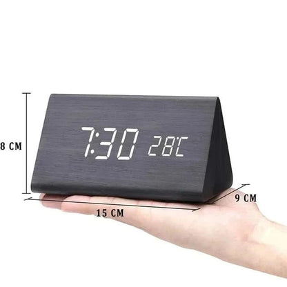 TimberGlow LED alarm clock - Digital & stylish in natural wood design