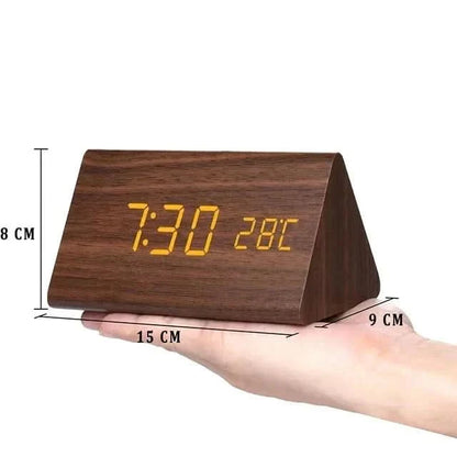 TimberGlow LED alarm clock - Digital & stylish in natural wood design