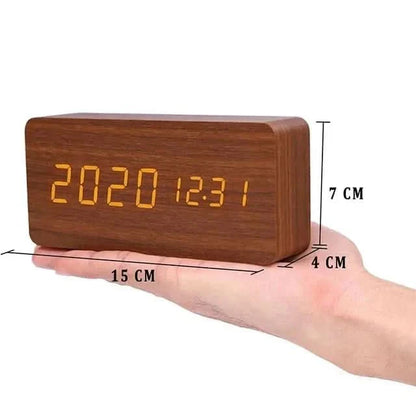 TimberGlow LED alarm clock - Digital & stylish in natural wood design