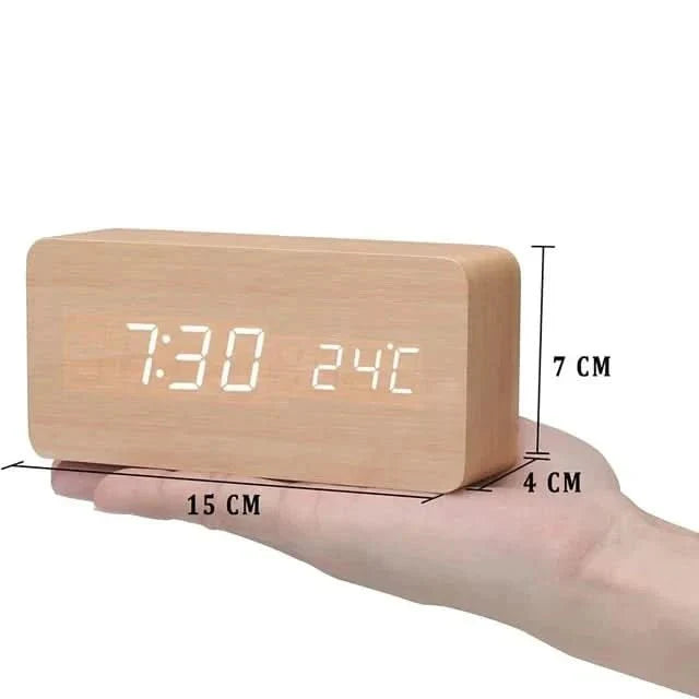 TimberGlow LED alarm clock - Digital & stylish in natural wood design