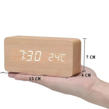 TimberGlow LED alarm clock - Digital & stylish in natural wood design
