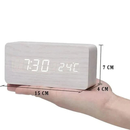 TimberGlow LED alarm clock - Digital & stylish in natural wood design