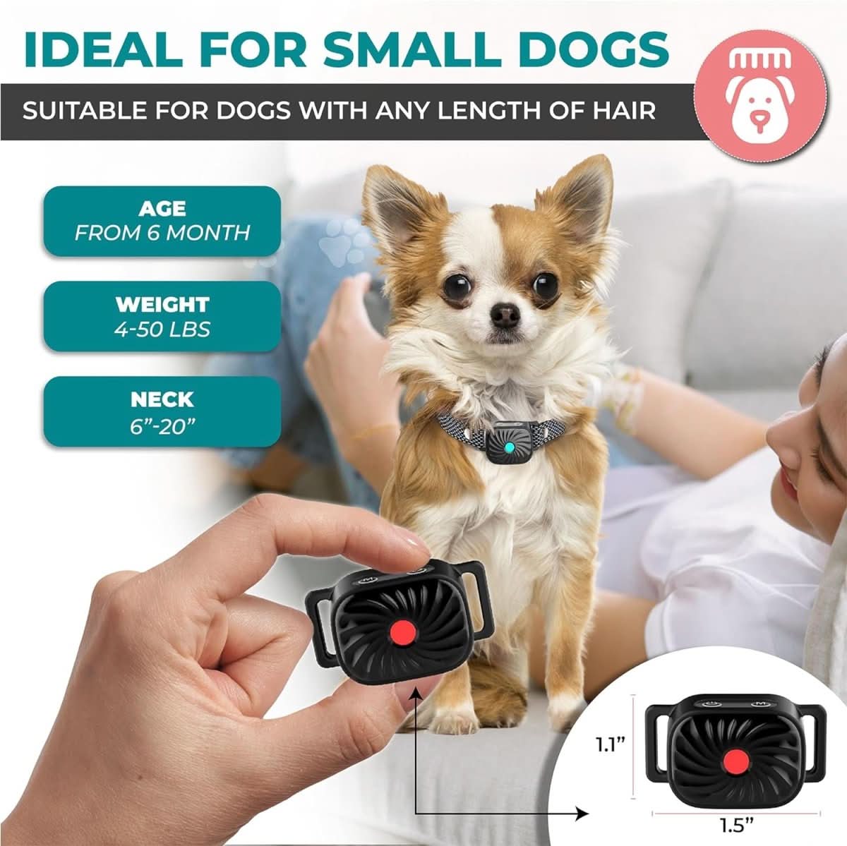 BARKCALM MINI – Gentle Anti-Bark Collar with Sound & Vibration for Small Dogs