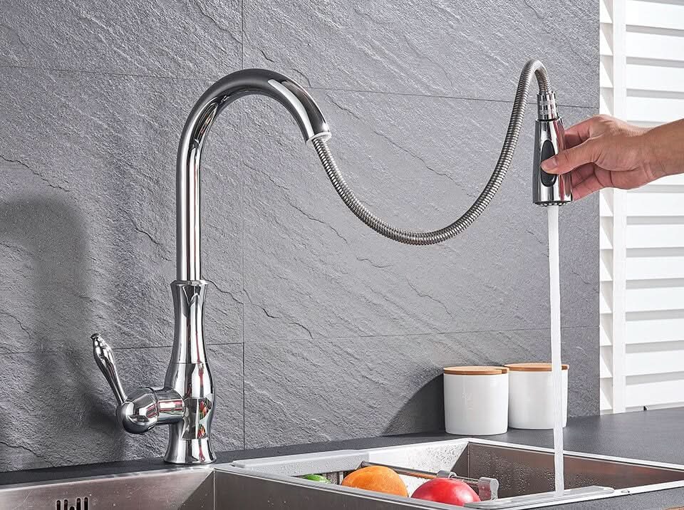 FLEXFLOW Kitchen Tap - Extendable stainless steel kitchen tap for flexible & stylish kitchen work