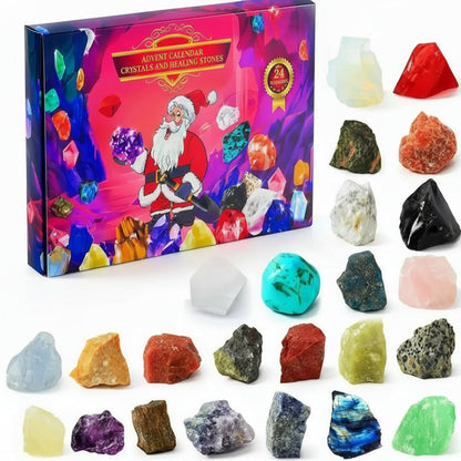 CRYSTAL ADVENT STONE CALENDAR 2025 – 24 natural gemstones for the Christmas countdown