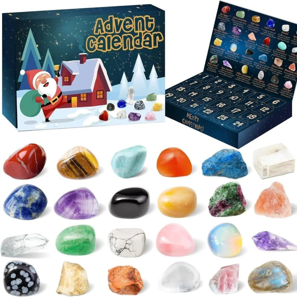 CRYSTAL ADVENT STONE CALENDAR 2025 – 24 natural gemstones for the Christmas countdown
