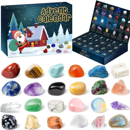 CRYSTAL ADVENT STONE CALENDAR 2025 – 24 natural gemstones for the Christmas countdown
