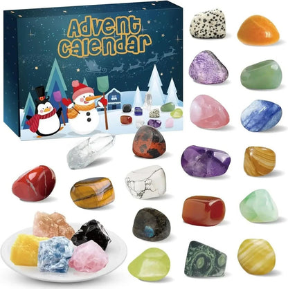 CRYSTAL ADVENT STONE CALENDAR 2025 – 24 natural gemstones for the Christmas countdown