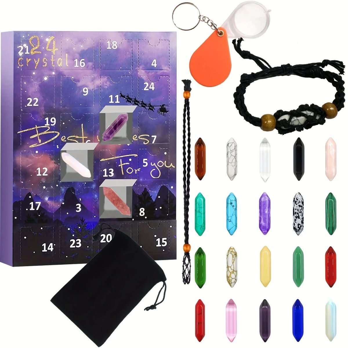 CRYSTAL ADVENT STONE CALENDAR 2025 – 24 natural gemstones for the Christmas countdown