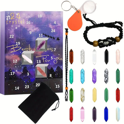 CRYSTAL ADVENT STONE CALENDAR 2025 – 24 natural gemstones for the Christmas countdown