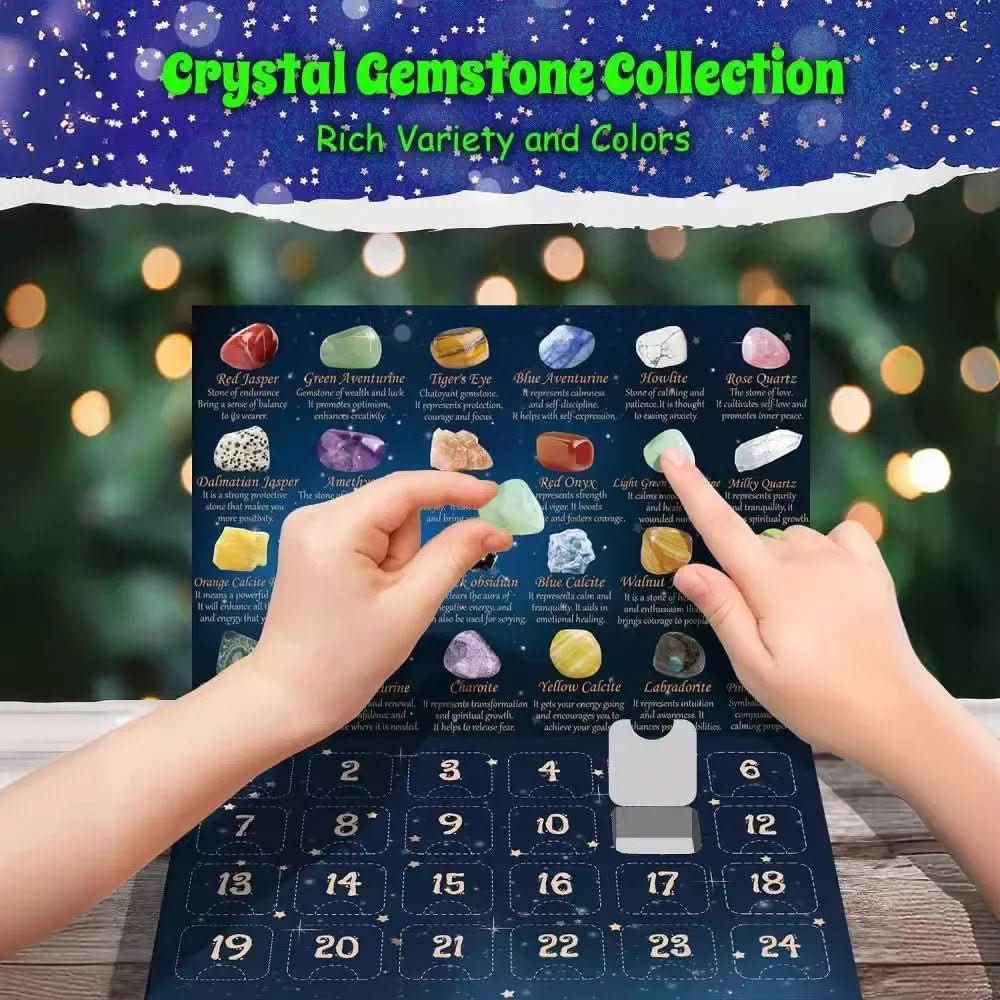 CRYSTAL ADVENT STONE CALENDAR 2025 – 24 natural gemstones for the Christmas countdown