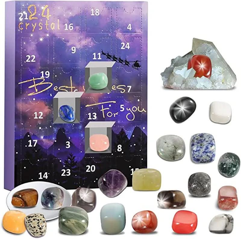 CRYSTAL ADVENT STONE CALENDAR 2025 – 24 natural gemstones for the Christmas countdown