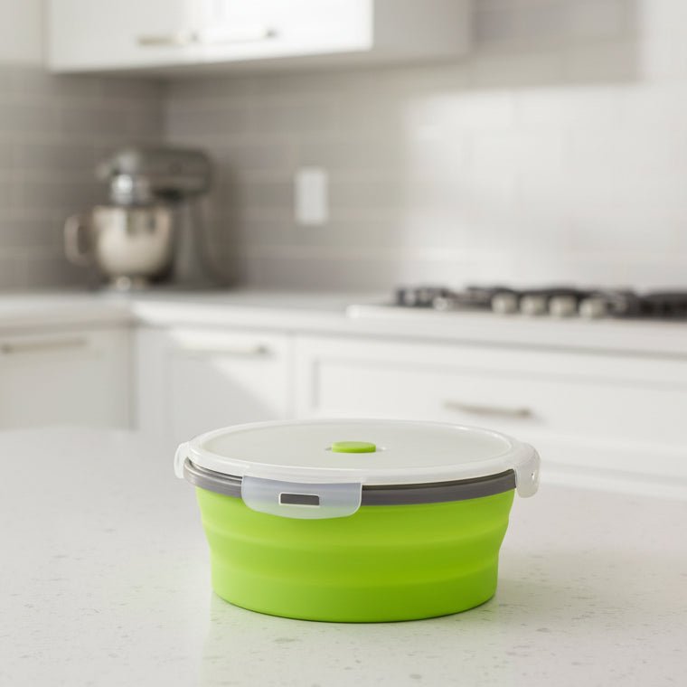 BENTOSTORE – Foldable Silicone Bento Lunchbox Set, Portable Food Container with Leak-Proof Lid
