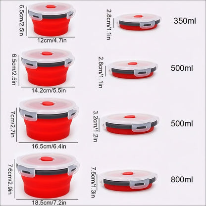 BENTOSTORE – Foldable Silicone Bento Lunchbox Set, Portable Food Container with Leak-Proof Lid