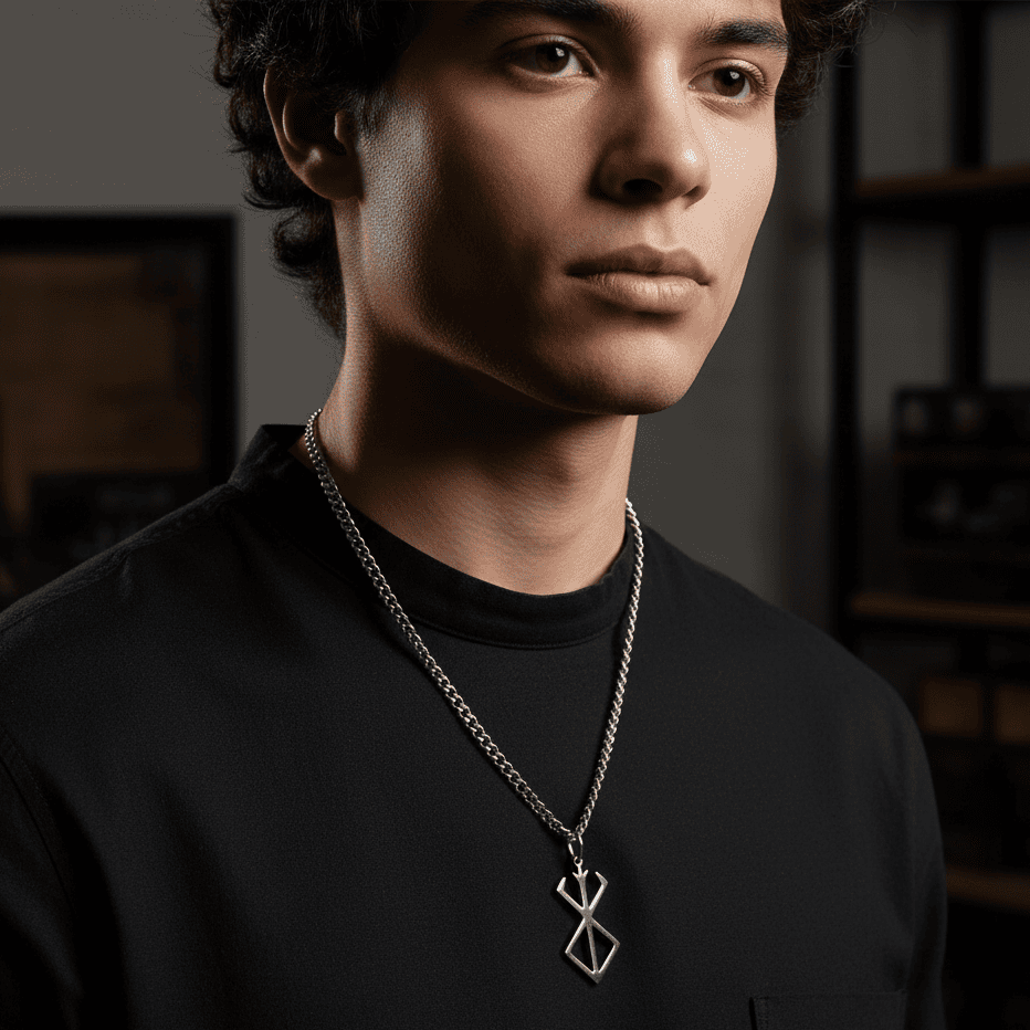 RUNEFORGE – Berserker Rune Stainless Steel Pendant for Strength & Protection