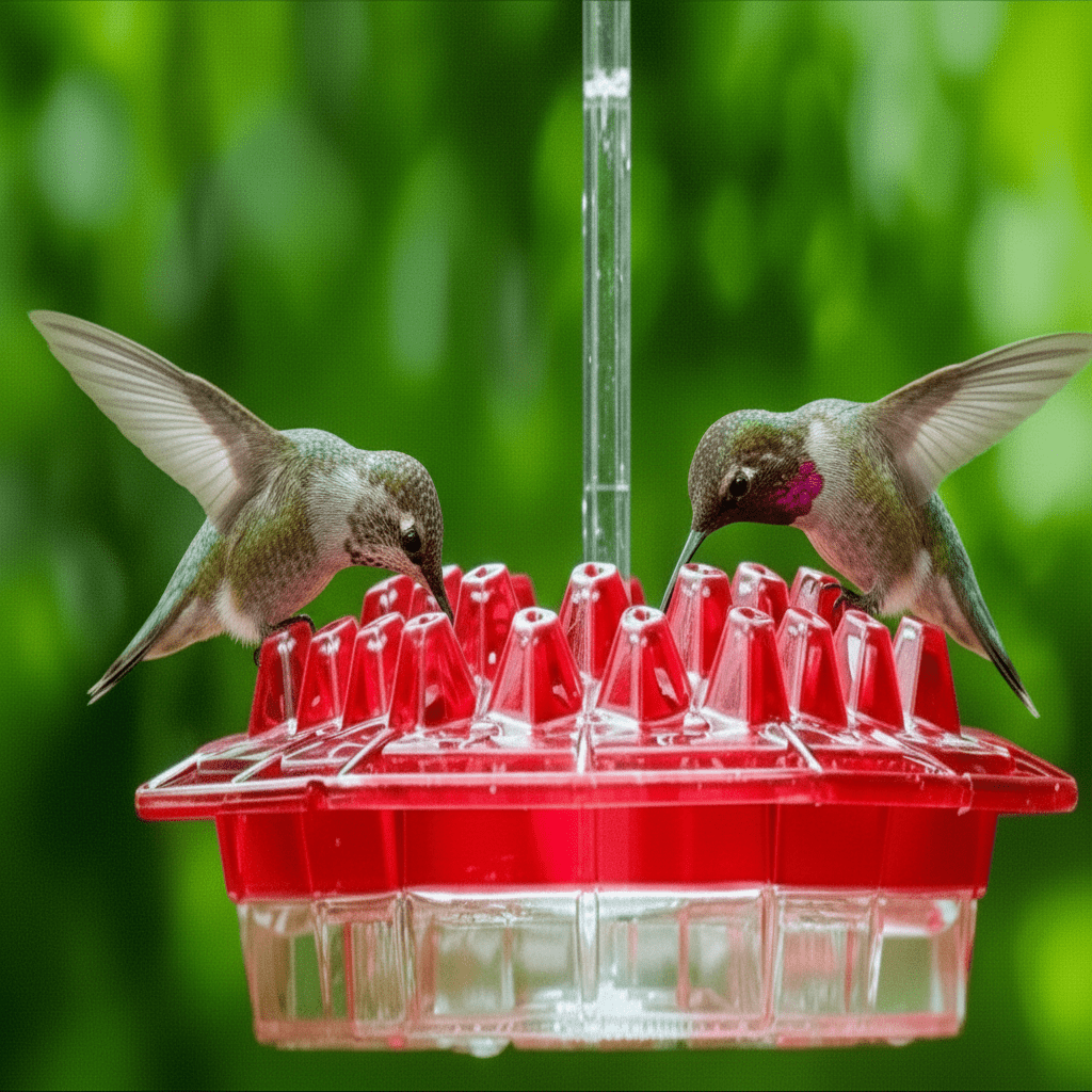 HUMMIFEED – Colorful Hanging Hummingbird Feeder & Weatherproof Bird Bath