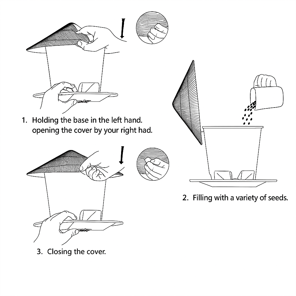 HEXAFEEDER – High-quality hexagonal bird feeder for outdoor use with easy refilling & weather protection