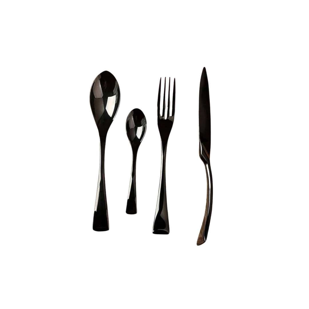 NOIRSTEEL – Elegant Black Stainless Steel Cutlery Set