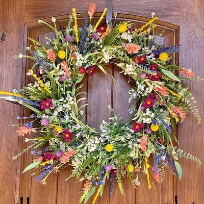 FLORASPIRE – Lush decorative door wreath with realistic blossoms & year-round charm
